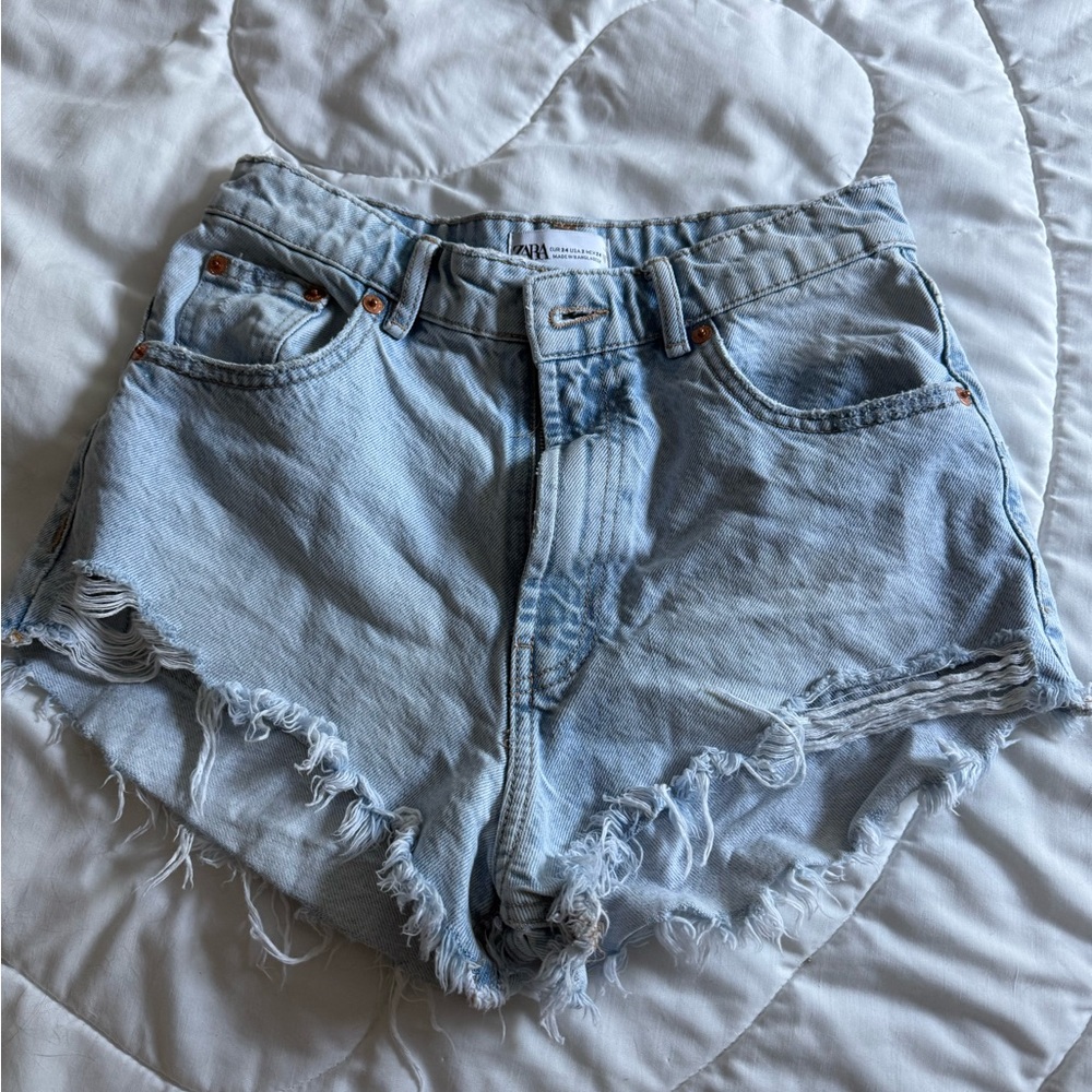 ZARA Light Blue Denim Women Shorts
